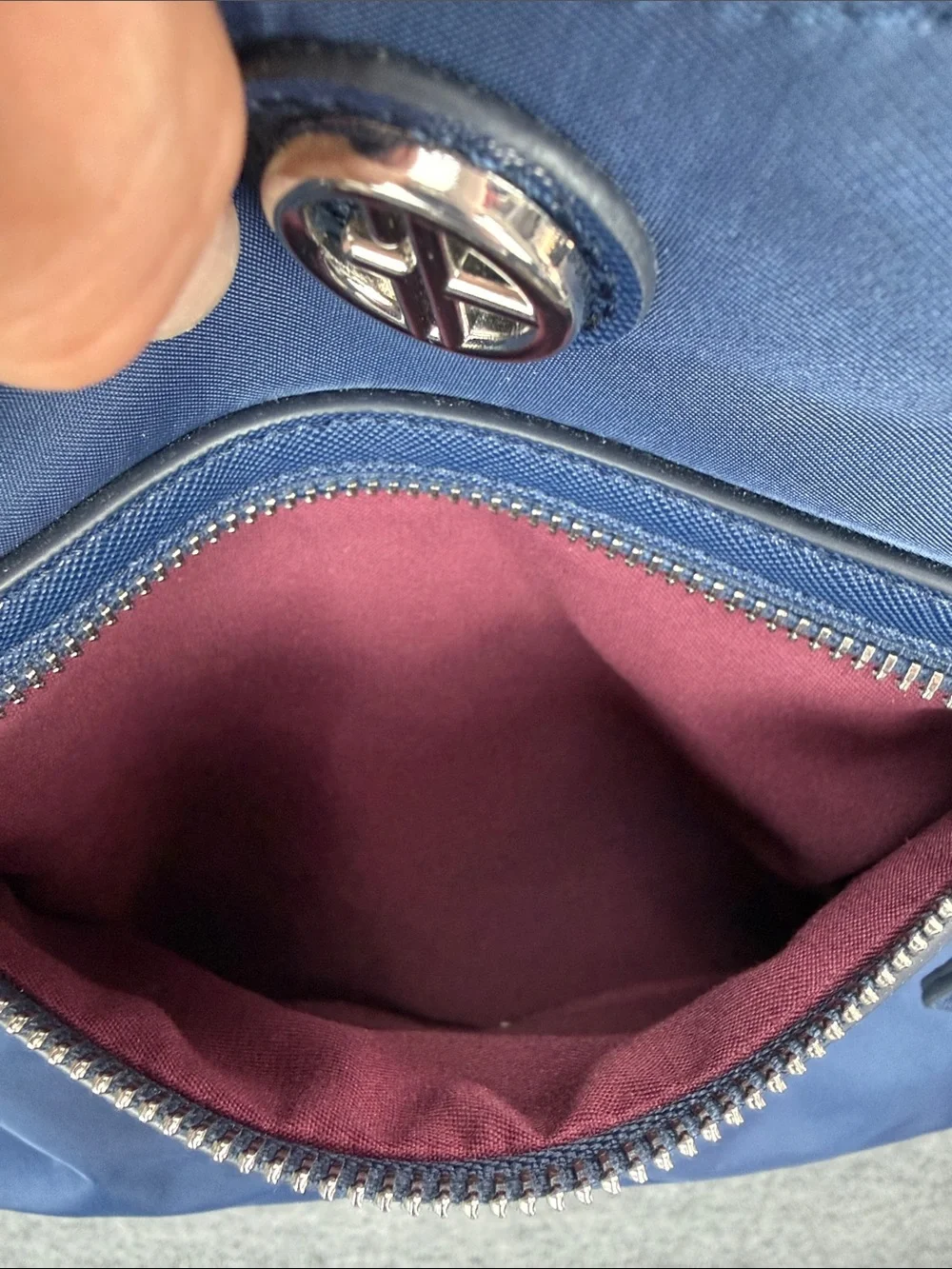 Giani Bernini Navy Nylon Compact Backpack with Front Zip Pocket